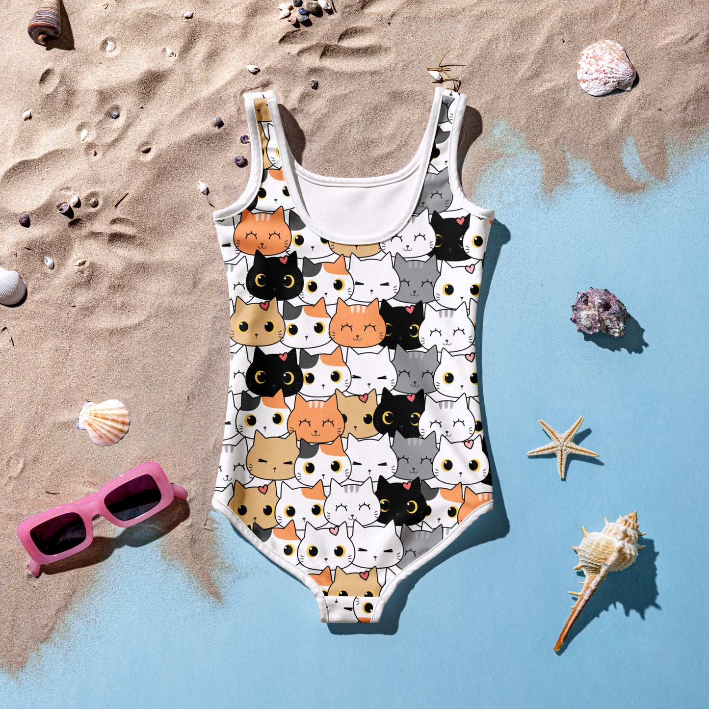 Girls Cat Face Swimsuit