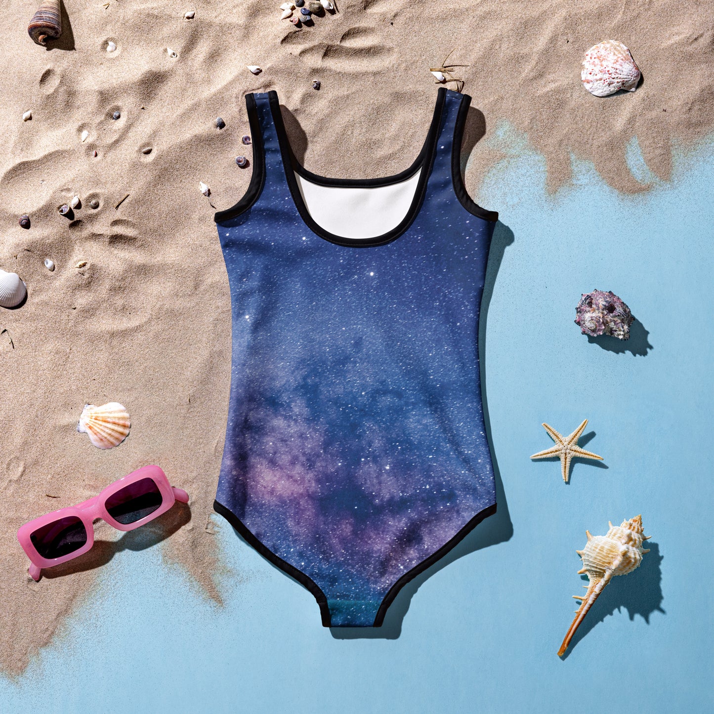 Girls Blue Galaxy Swimsuit