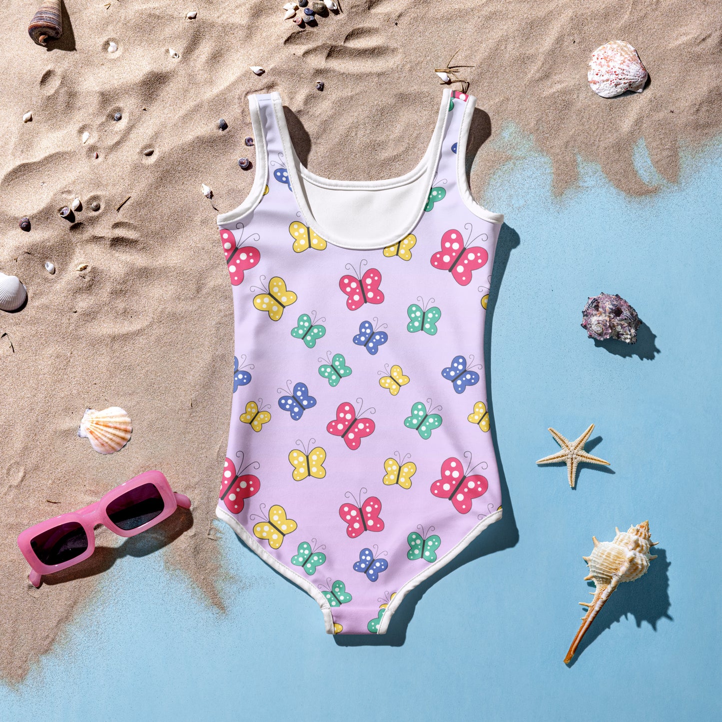 Girls Colorful Butterfly Swimsuit