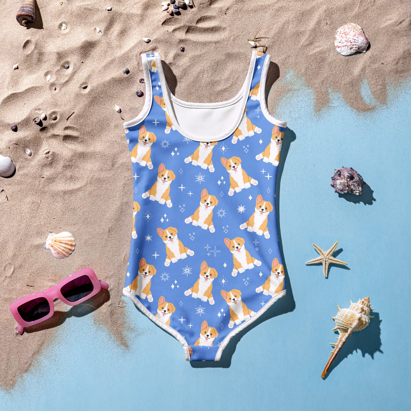 Girls Corgi Dog Swimsuit