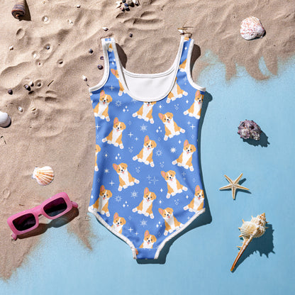 Girls Corgi Dog Swimsuit