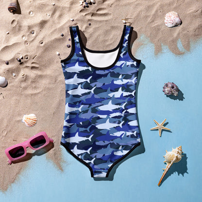 Girls Blue Shark Swimsuit