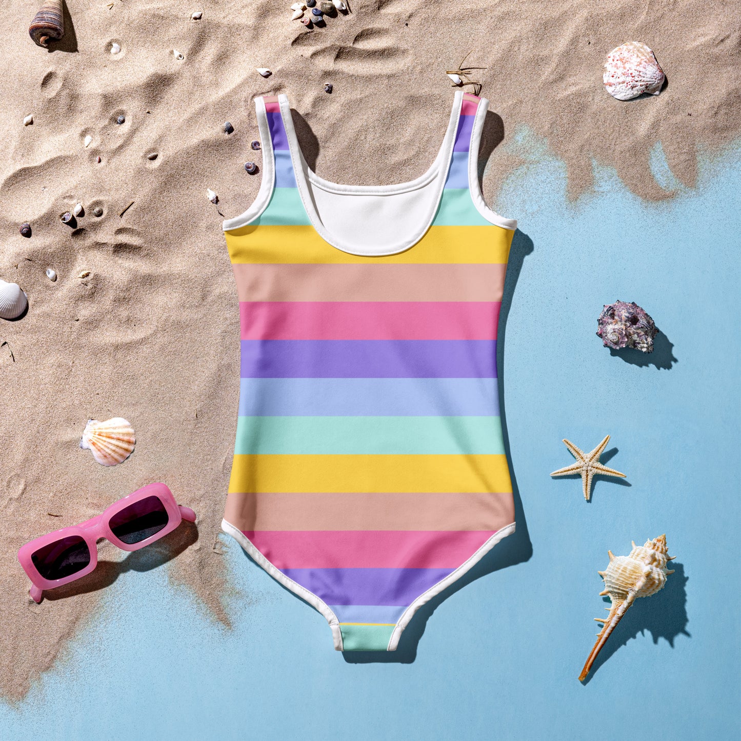 Girls Colorful Stripes Swimsuit