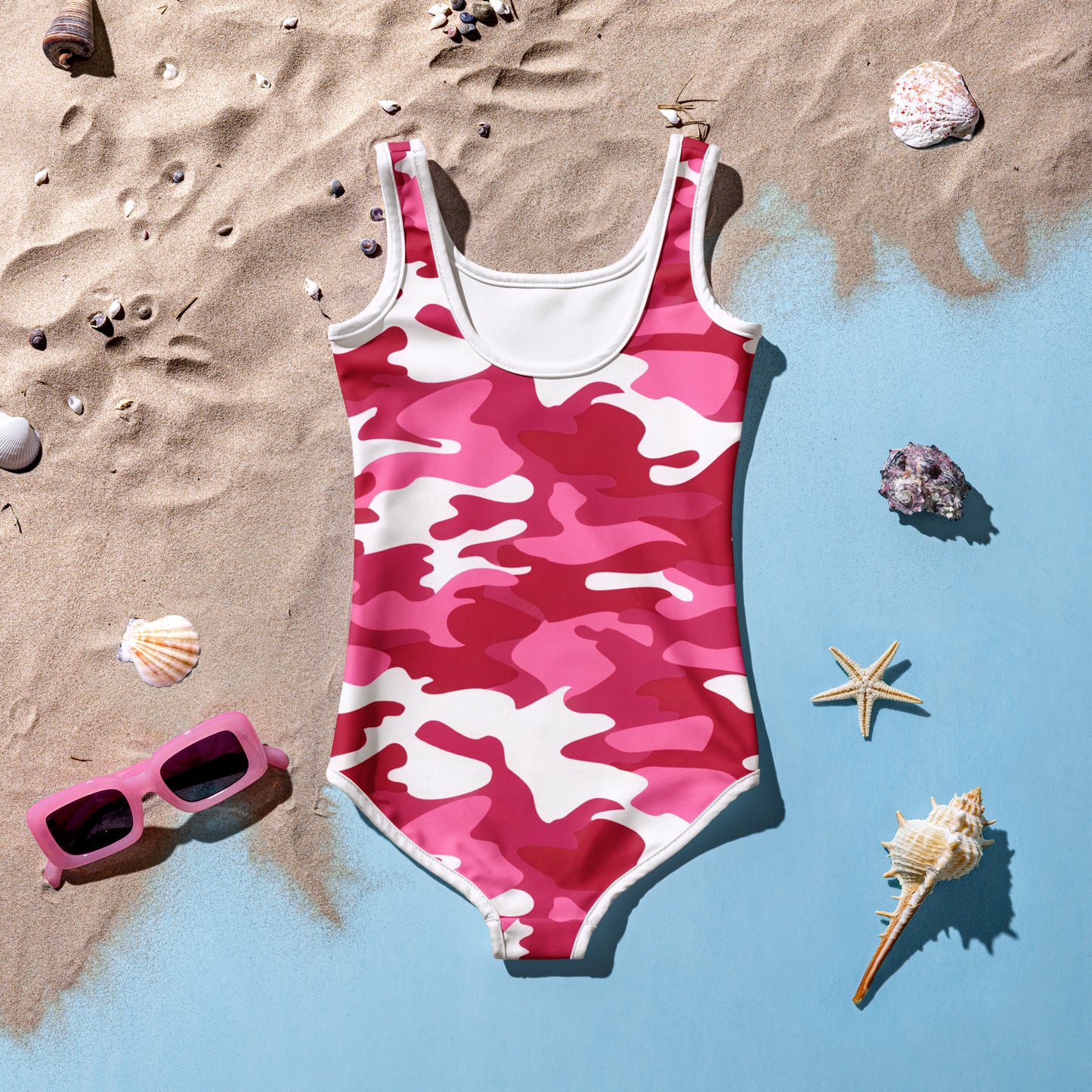 Girls Pink Camouflage Swimsuit