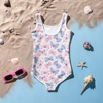 Girls Butterfly Pattern Swimsuit