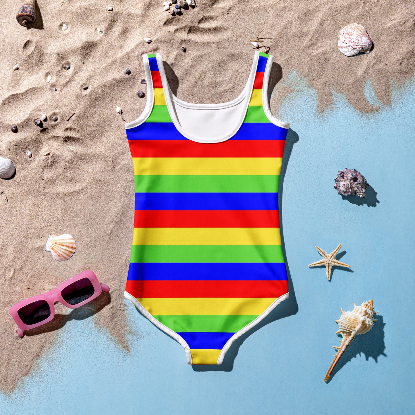 Girls Bright Stripes Swimsuit