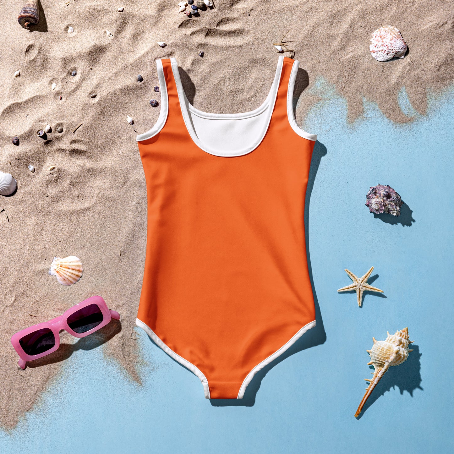 Girls Buttery Soft Orange Swimsuit