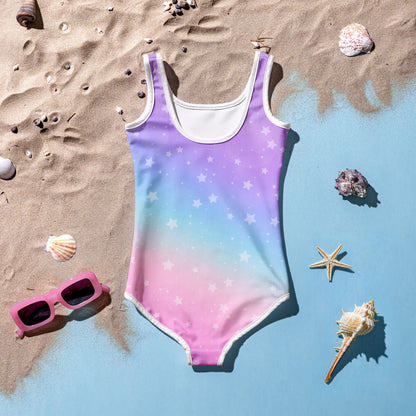 Girls Custom Age It's My Birthday Rainbow Stars Swimsuit