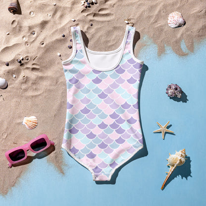 Girls Purple Mermaid Scales Swimsuit