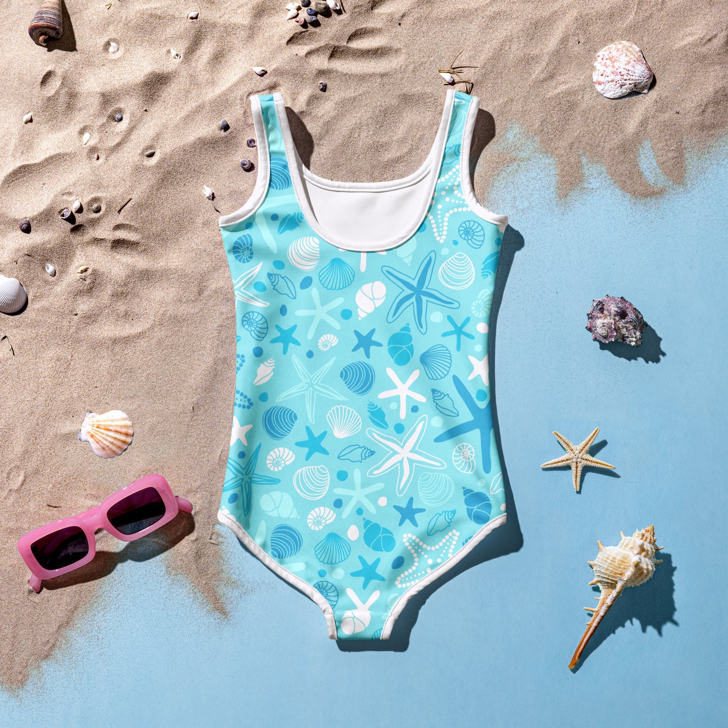 Girls Starfish And Sea Shells Swimsuit