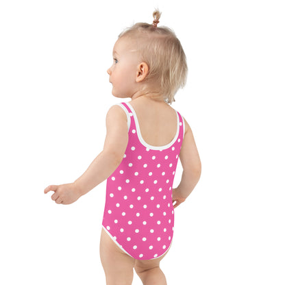 Girls Pink Polka Dots Buttery Soft Swimsuit With UPF 50+