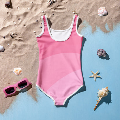 Girls Wavy Pink Swimsuit