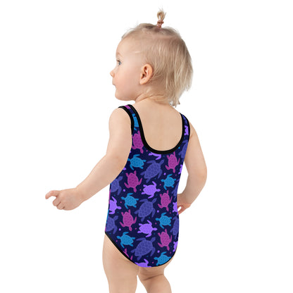 Girls Purple Turtles Swimsuit