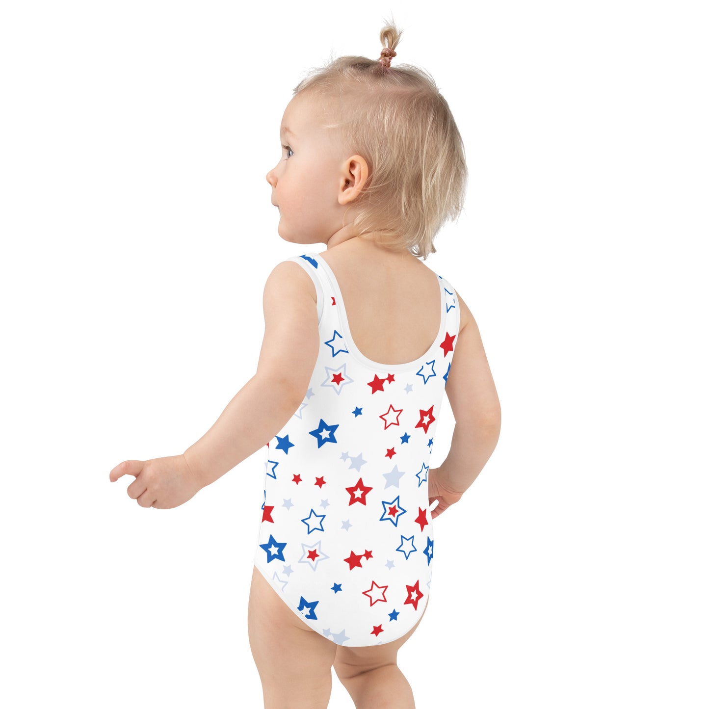 Girls Red, White And Blue Stars 4th Of July Swimsuit