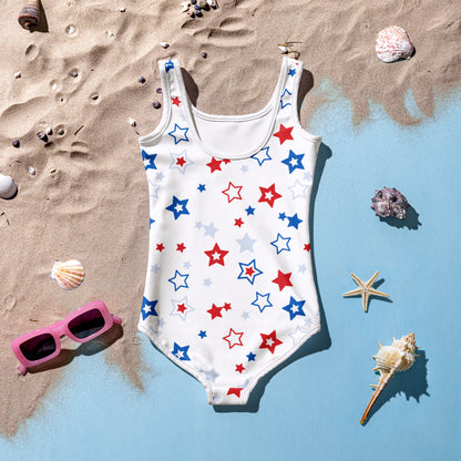 Girls Red, White And Blue Stars 4th Of July Swimsuit