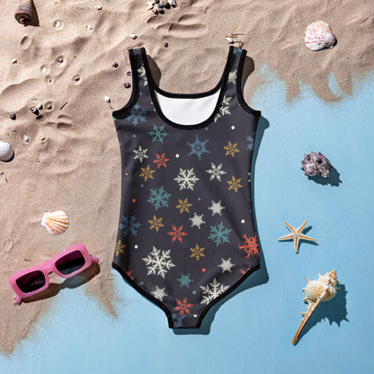 Girls Colorful Snowflakes Christmas Winter Swimsuit