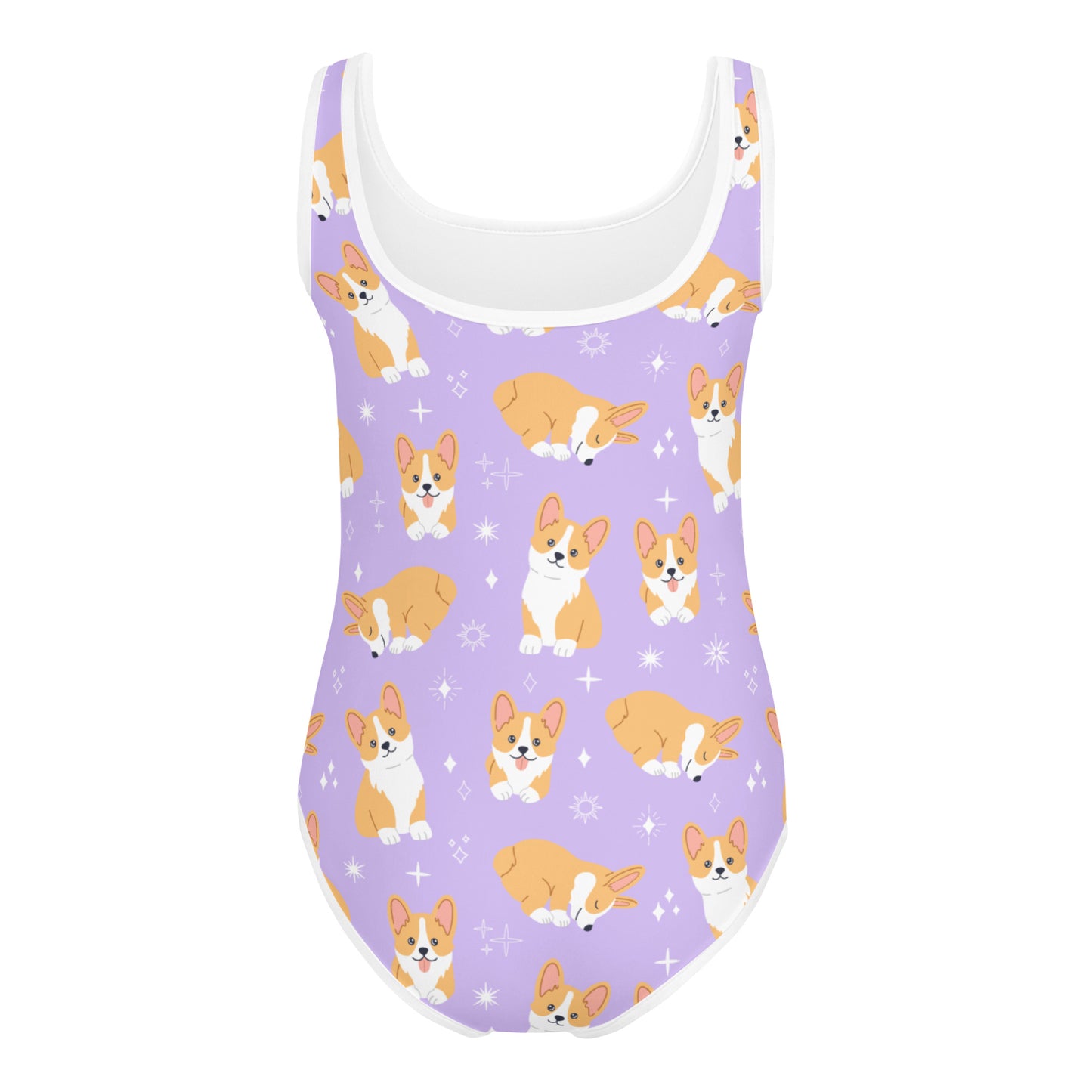 Girls Purple Corgi Dog Buttery Soft Leotard - Quick Drying For Dance and Gymnastics