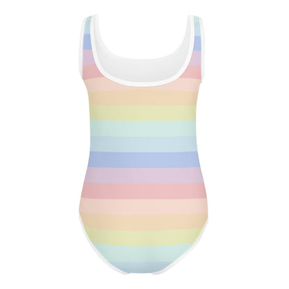 Girls Pastel Striped Rainbow Buttery Soft Leotard - Quick Drying For Dance and Gymnastics