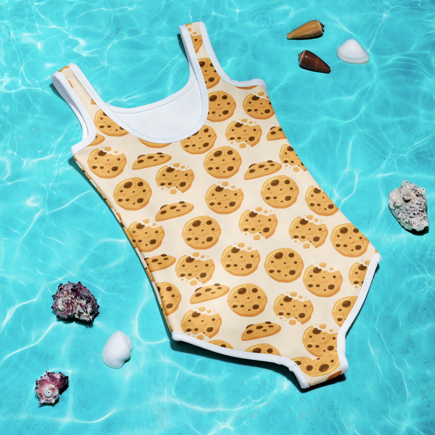 Girls Chocolate Chip Cookies Buttery Soft Swimsuit With UPF 50+