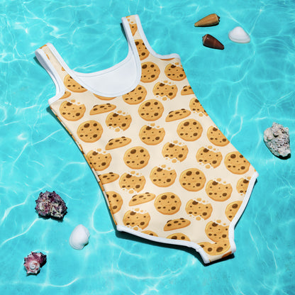 Girls Chocolate Chip Cookies Buttery Soft Swimsuit With UPF 50+