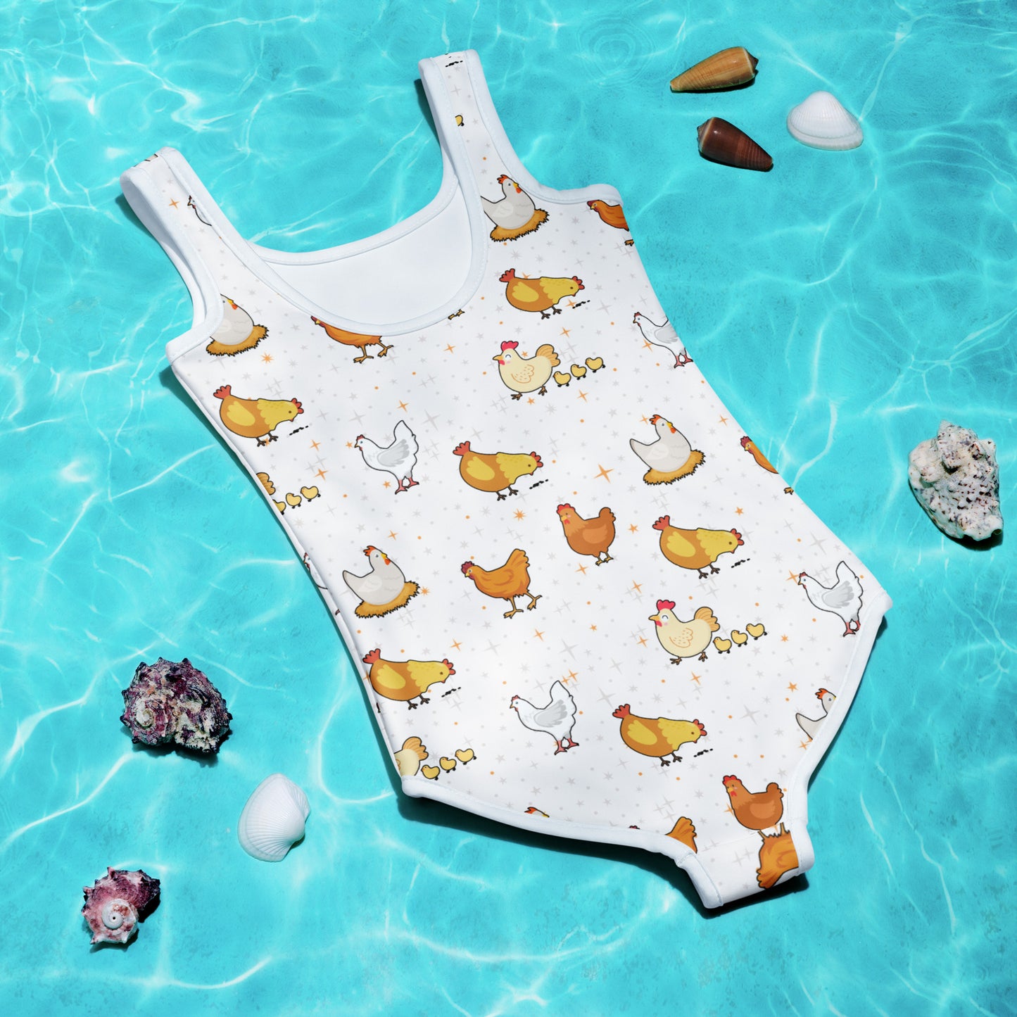 Girls Chicken Pattern Buttery Soft Swimsuit With UPF 50+