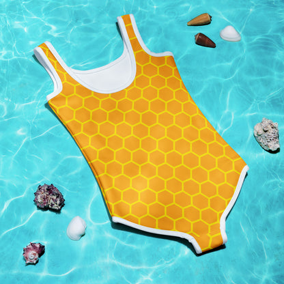 Girls Honeycomb Buttery Soft Swimsuit With UPF 50+