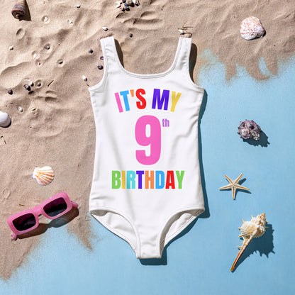 Girls Custom Age It's My Birthday Swimsuit