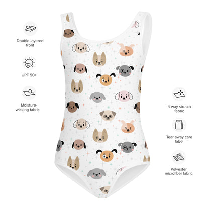 Girls Dog Face Swimsuit