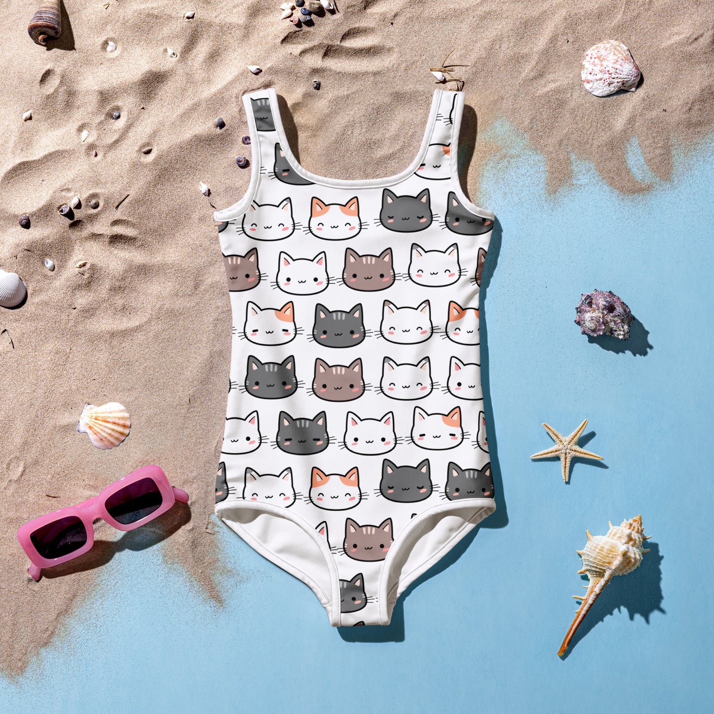 Girls Cat Buttery Soft Swimsuit With UPF 50+