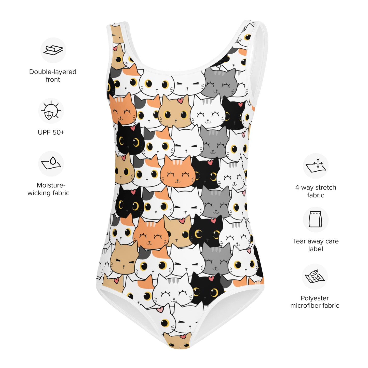 Girls Cat Face Swimsuit