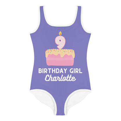 Birthday Girl Custom Name & Age Cake Swimsuit