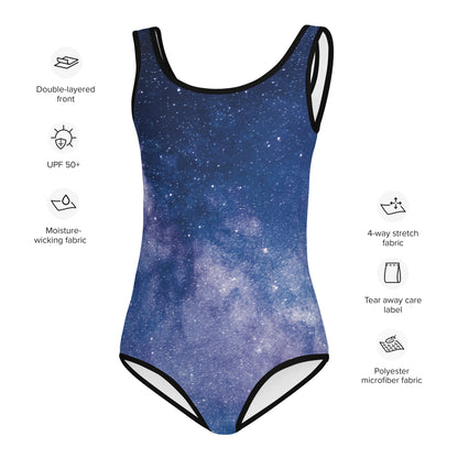 Girls Blue Galaxy Swimsuit