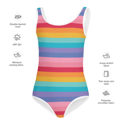 Girls Striped Rainbow Swimsuit