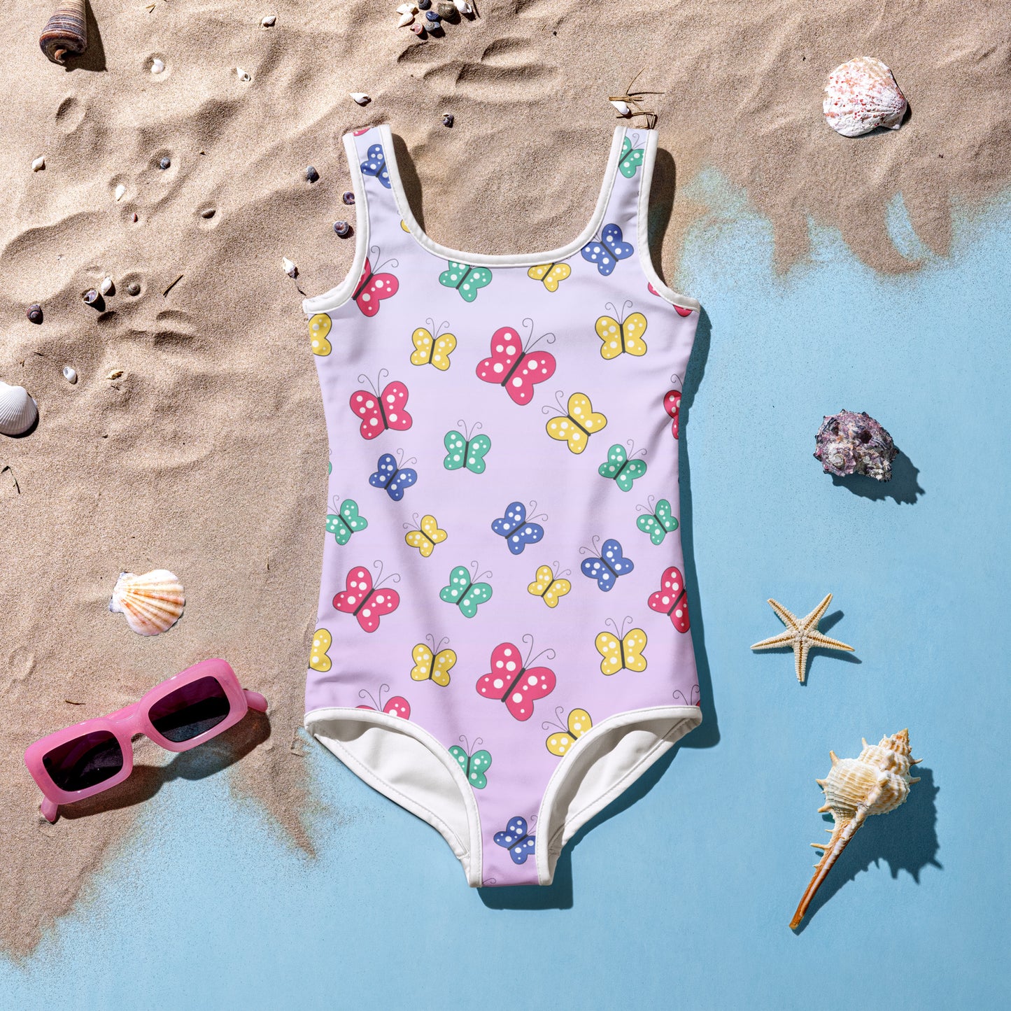 Girls Colorful Butterfly Swimsuit