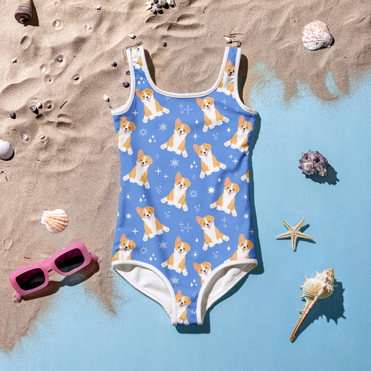 Girls Corgi Dog Swimsuit