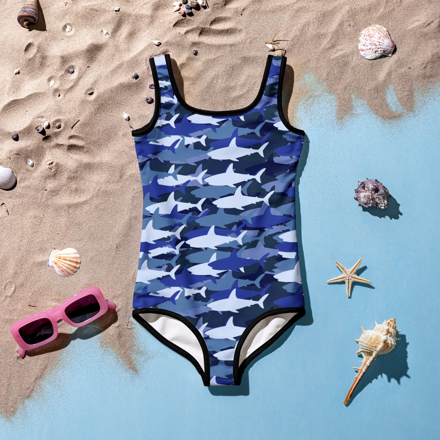 Girls Blue Shark Swimsuit