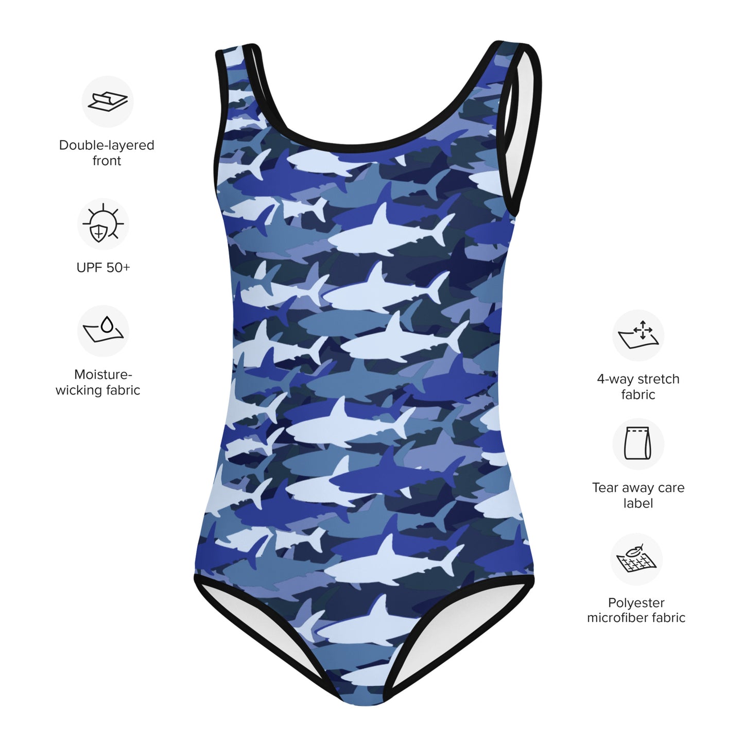 Girls Blue Shark Swimsuit