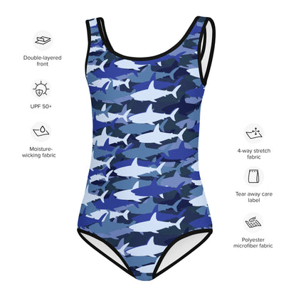 Girls Blue Shark Swimsuit