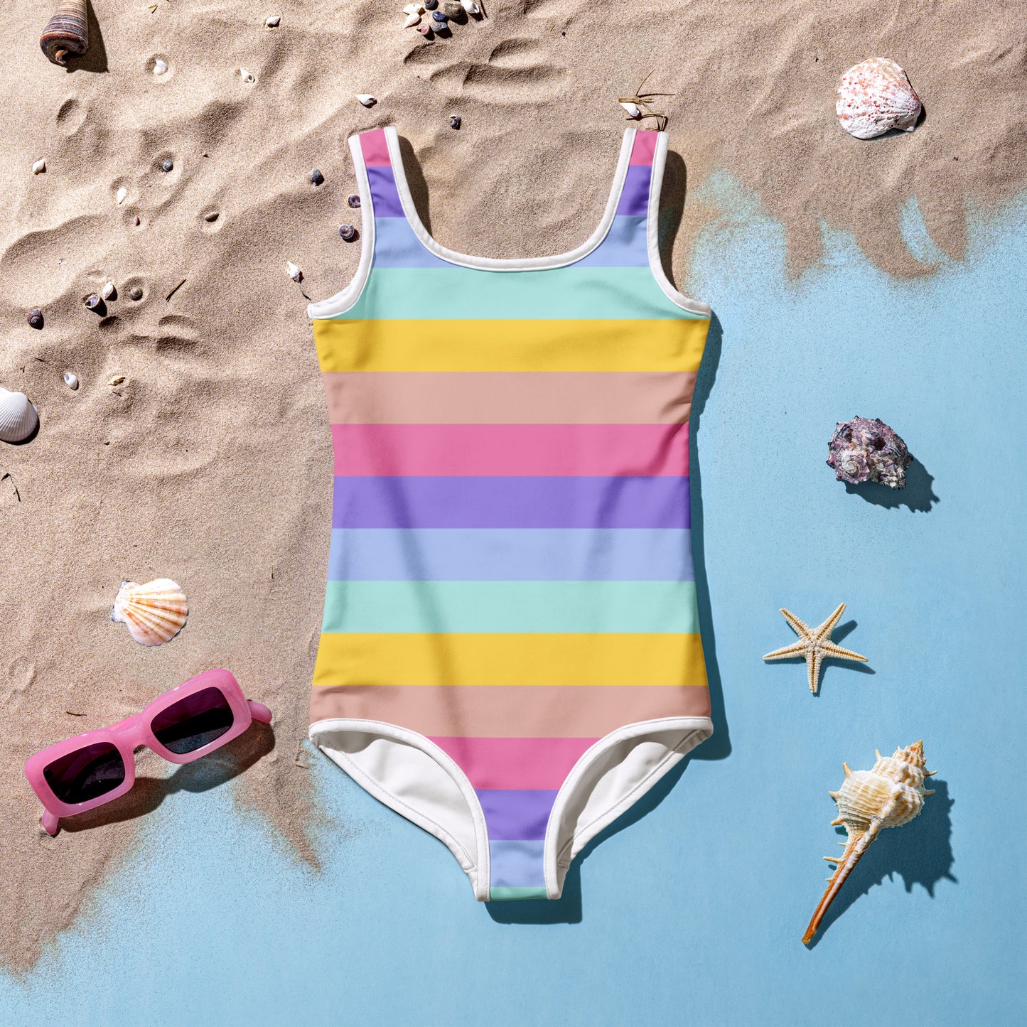 Girls Colorful Stripes Swimsuit