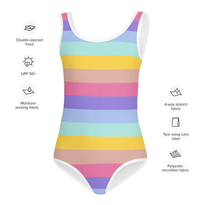 Girls Colorful Stripes Swimsuit