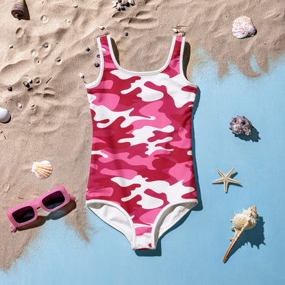 Girls Pink Camouflage Swimsuit