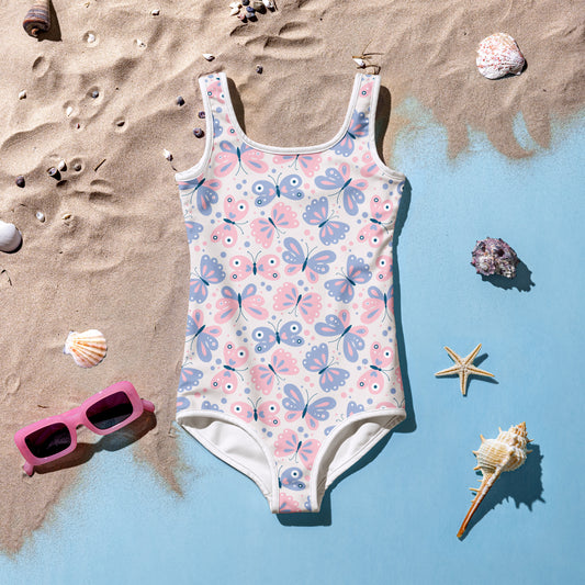 Girls Butterfly Pattern Swimsuit