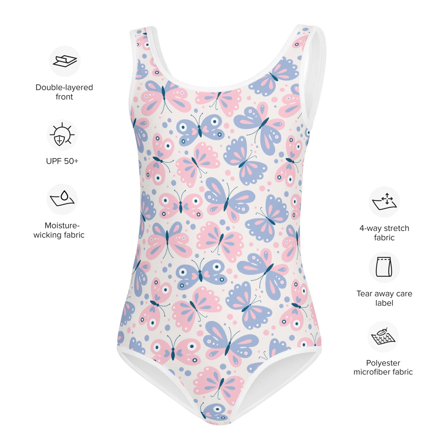 Girls Butterfly Pattern Swimsuit