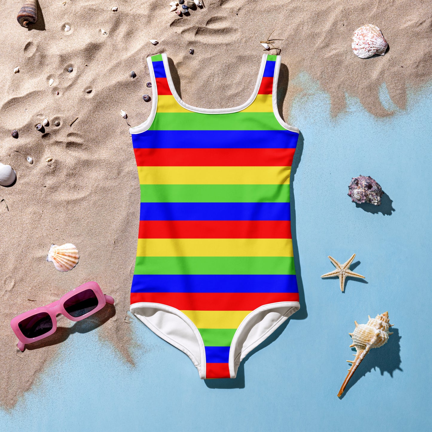 Girls Bright Stripes Swimsuit