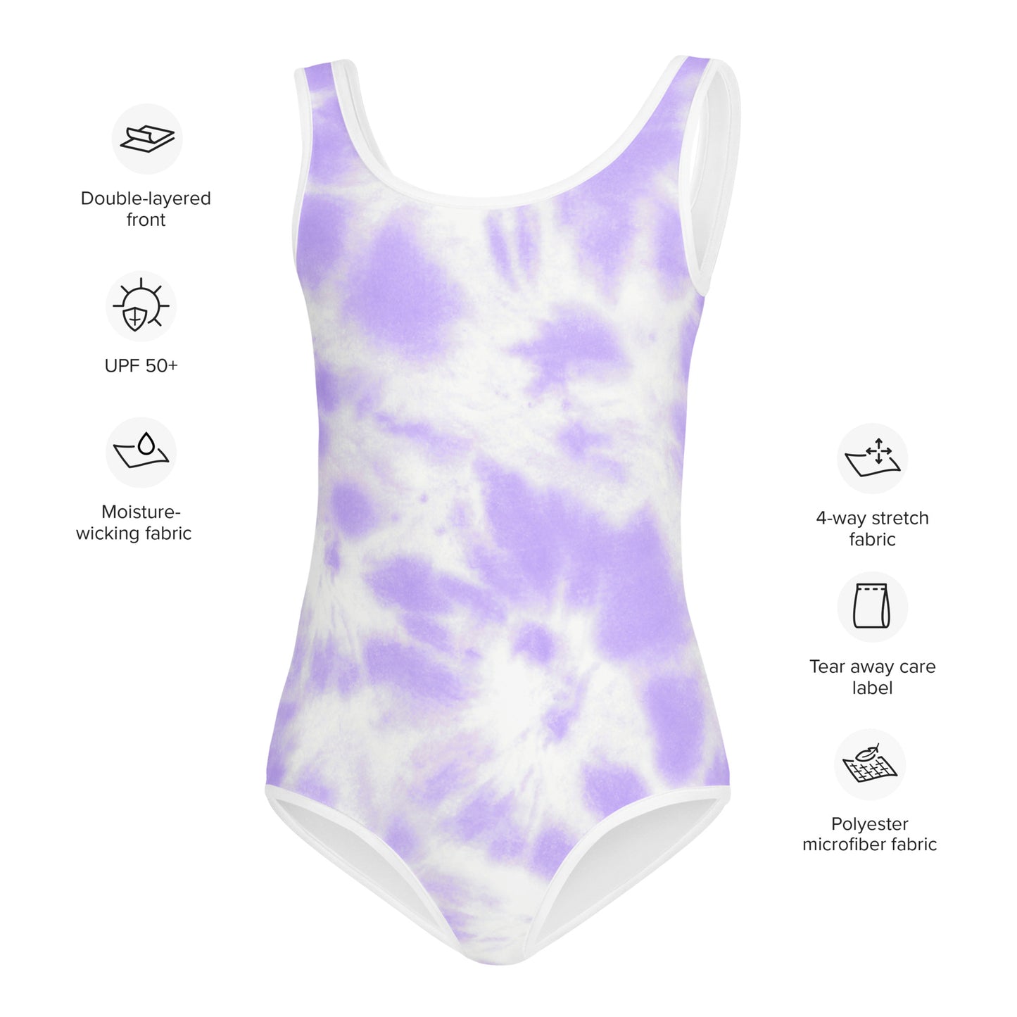 Girl Faux Purple Tie Dye Swimsuit