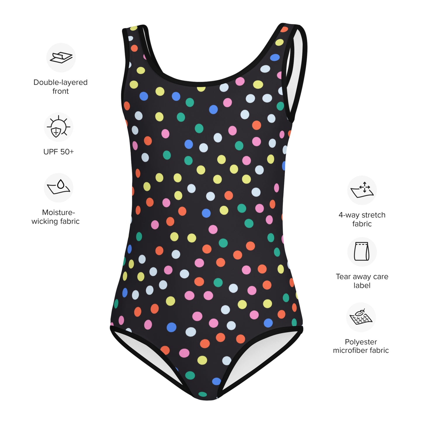 Girls Colorful Polka Dot Swimsuit