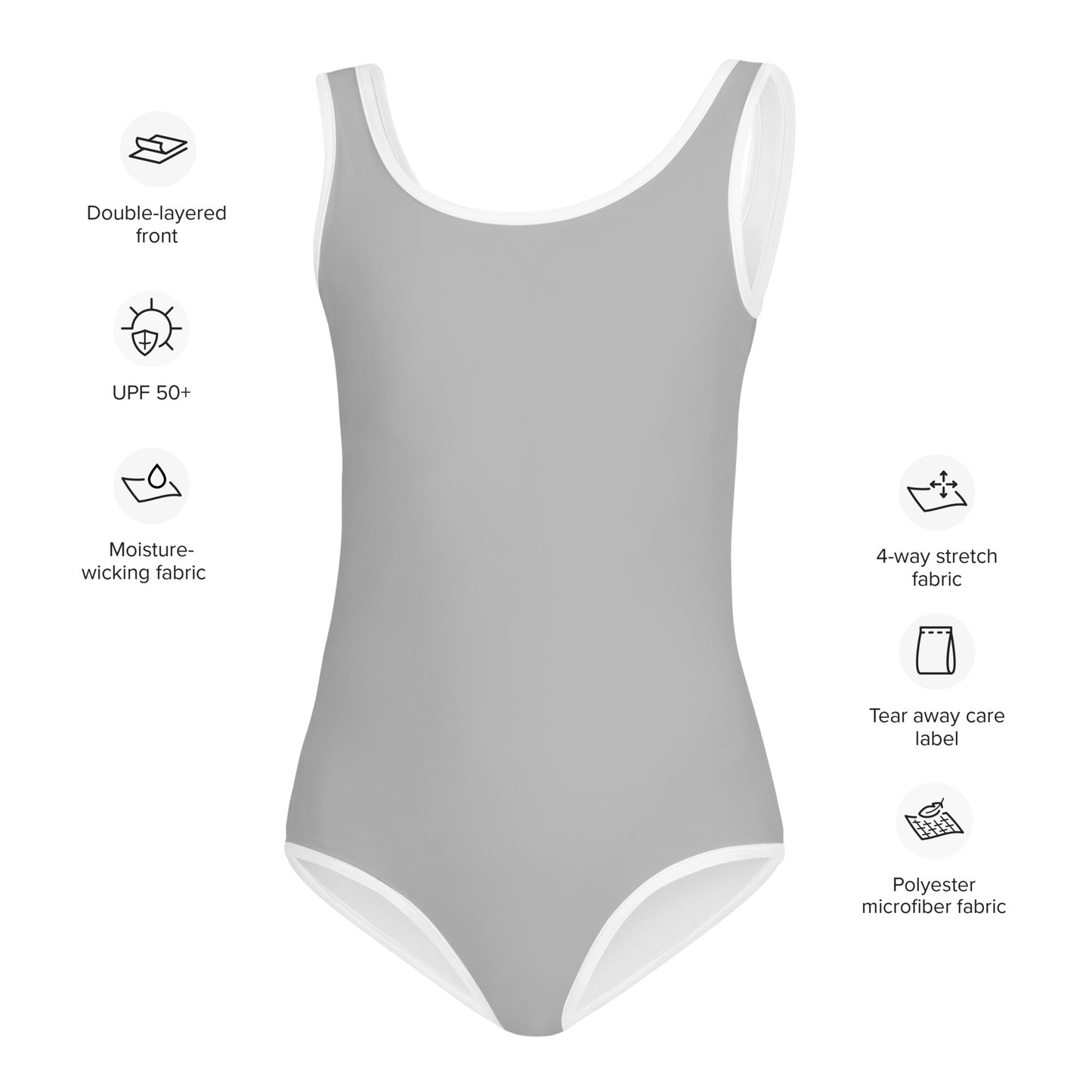 Girls Buttery Soft Silver Color Swimsuit