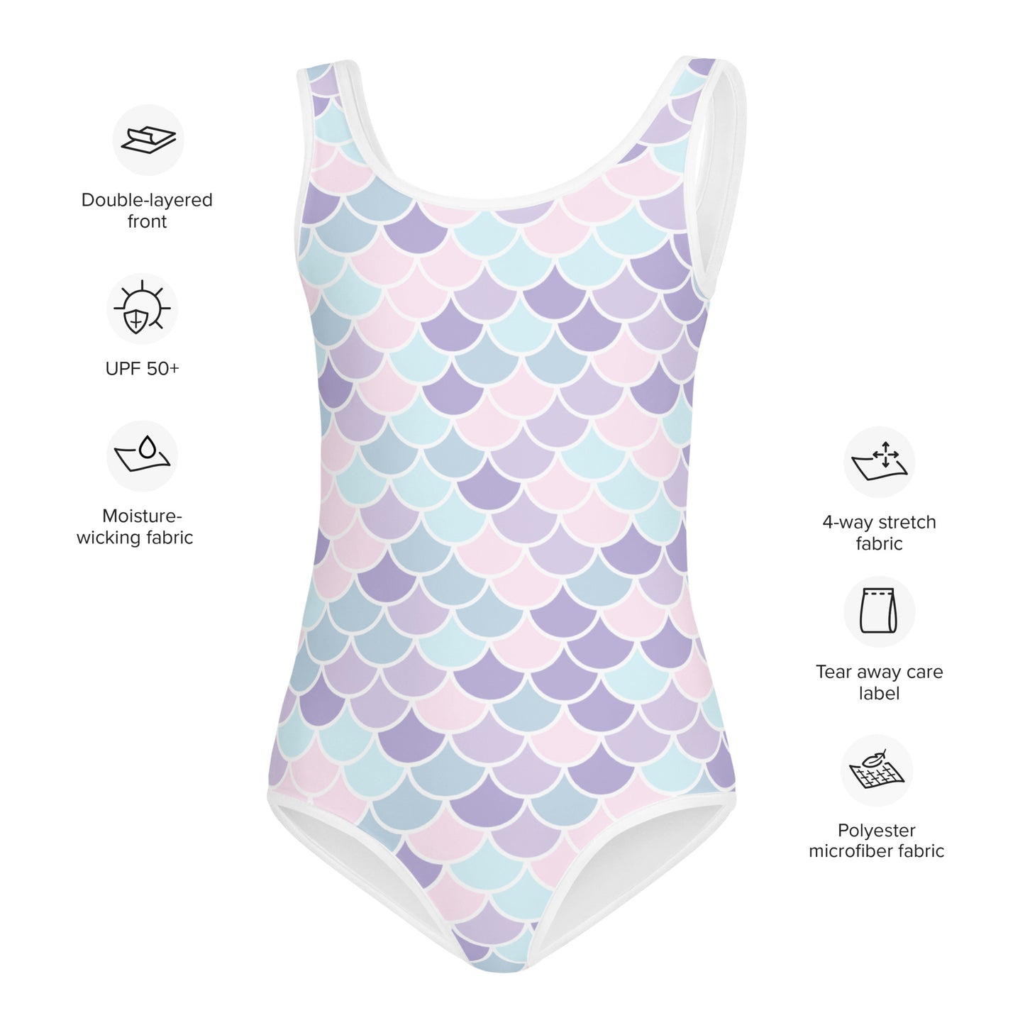 Girls Purple Mermaid Scales Swimsuit