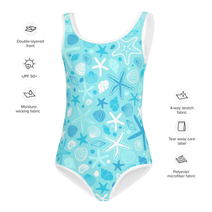 Girls Starfish And Sea Shells Swimsuit