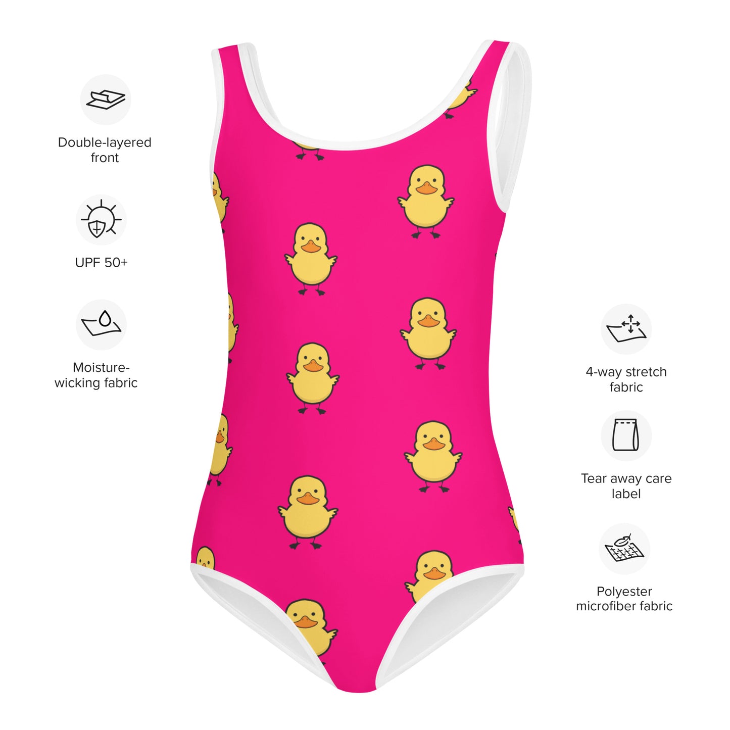 Girls Pink Duck Swimsuit